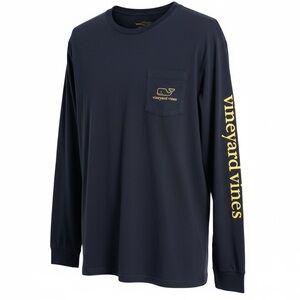 Vineyard Vines Men’s Long Sleeve T-Shirt Size Large Blue Michigan Spellout‎